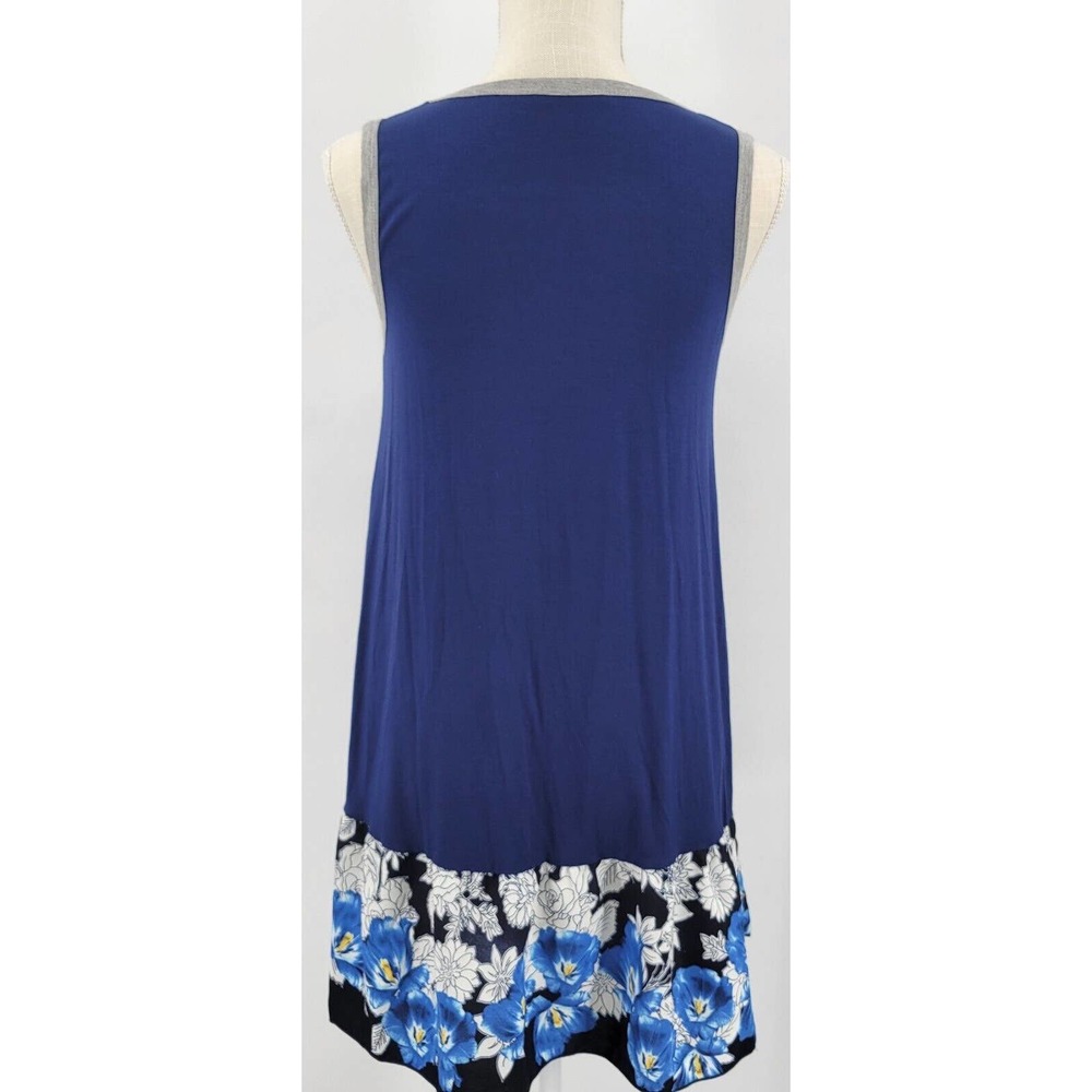 Aime Sleeveless Dress Navy Floral Ruffle Hem Size Small Womens Summer Stretchy - Picture 4 of 8